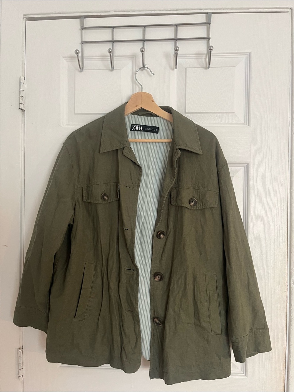 Zara Olive Utility Shirt Jacket